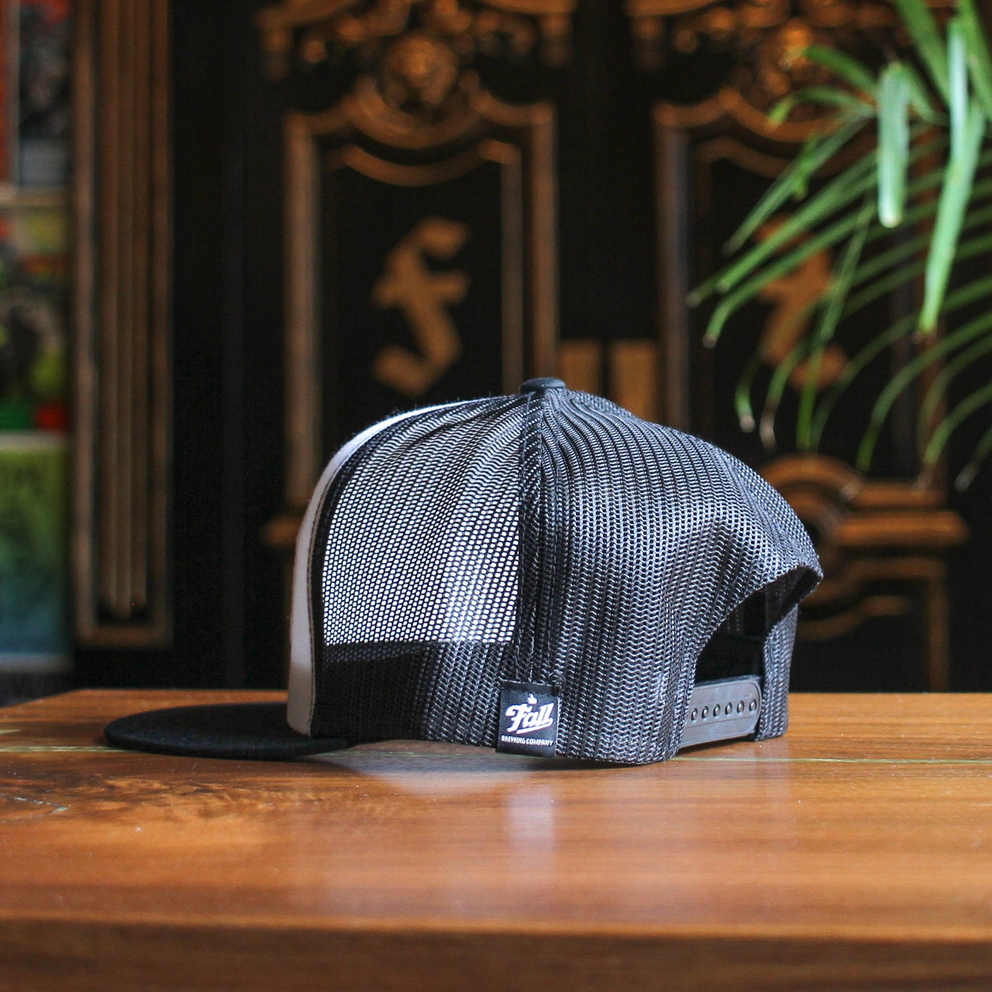 Wolf Patch Trucker Snapback Hat - Black/White