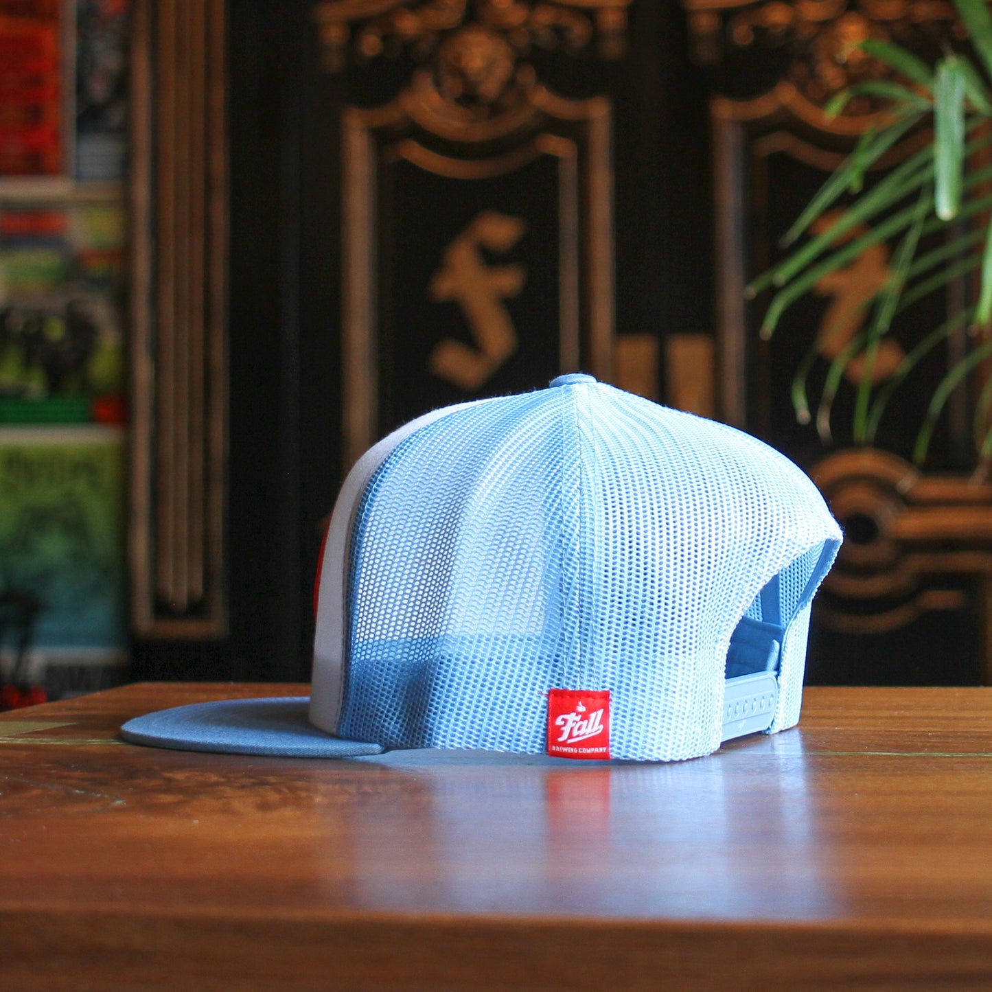 Trucker Patch Snapback Hat - Baby Blue/White