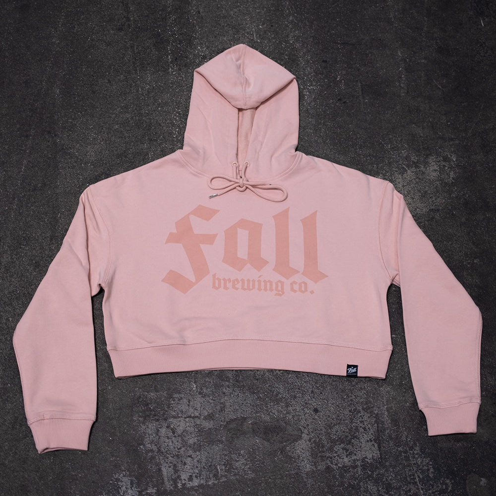 Womens Hoodie Crop Top- Pale Pink